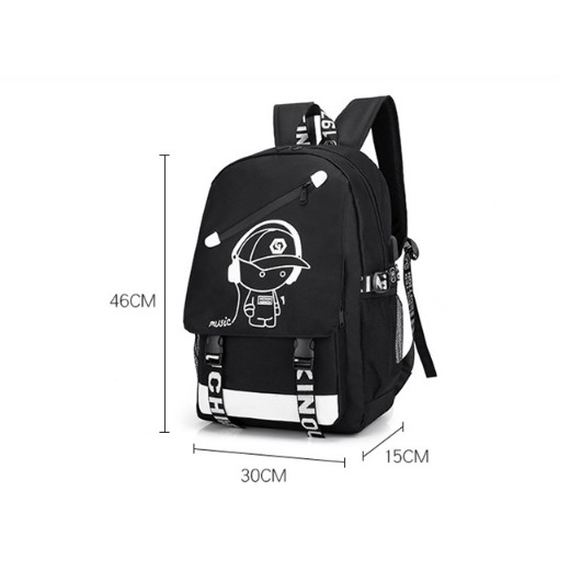 Balo nam nữ đi học thời trang phát sáng dạ quang Baloking Hình cá tính - TẶNG cáp sạc USB - Cặp đi học HOT nhất 2023