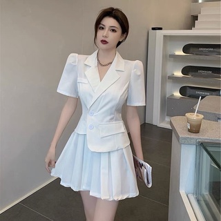 Set áo vest tà lệch + Chân Váy Xếp Ly ( set công sở )