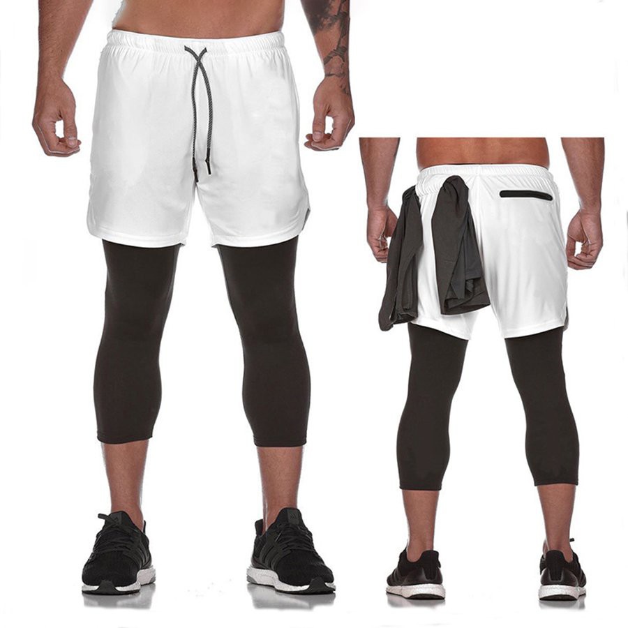 Quần đùi tập gym - chạy bộ 2 lớp liền có lót quần legging