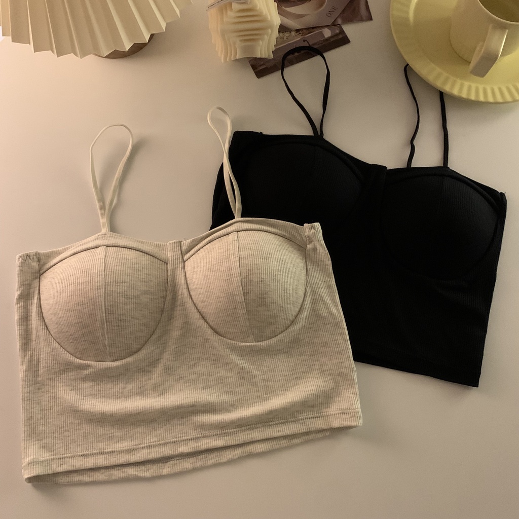 Xiaozhainv Áo croptop không tay dáng ôm thời trang Hàn Quốc cho nữ