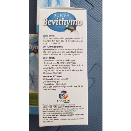 Siro ho bổ phế Bevithymo  chai 100ml