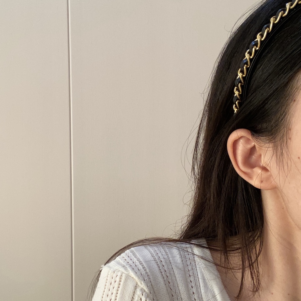 Băng Đô Dây Xích Bằng Da Kiểu Dáng Đơn Giản Hợp Thời Trang