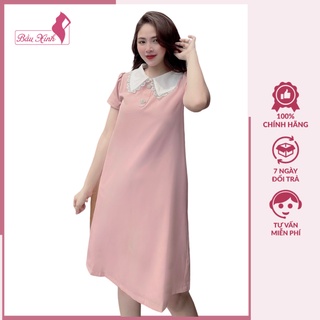 Váy bầu thiết kế - đầm bầu sang chảnh cổ trắng viền ren cúc ngọc 2 màu hồng xanh HD27