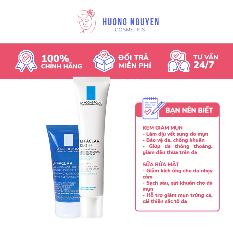 Set Giảm Mụn La Roche-Posay Effaclar Duo [+] 40ml Tặng Kèm Sữa Rửa Mặt La Roche-Posay 50ml