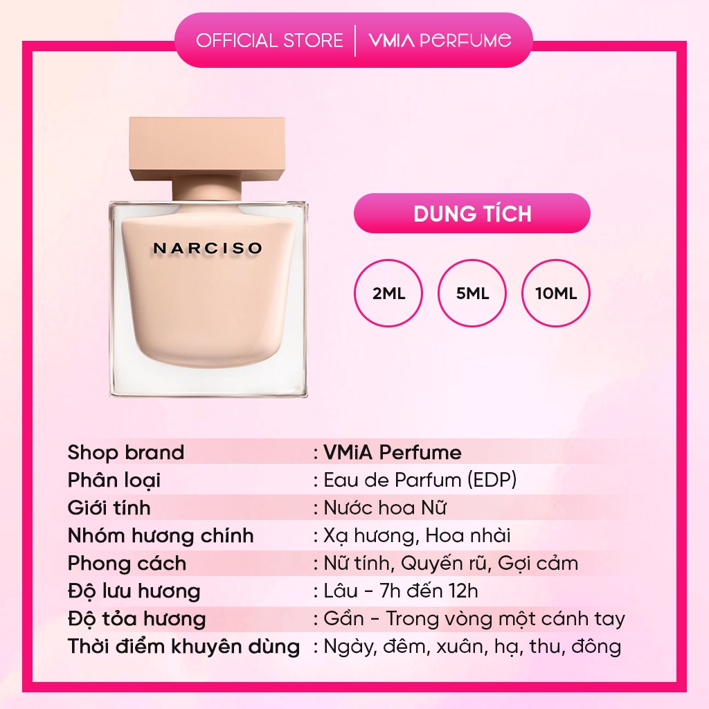 Nước hoa Nữ Narciso Narciso Poudree EDP mẫu thử 2ml 5ml 10ml
