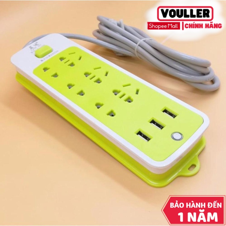 Ổ Cắm Điện Vouller 9 Ổ Cắm 3 Usb Tặng Kèm Đèn Led Usb Làm Đèn Ngủ