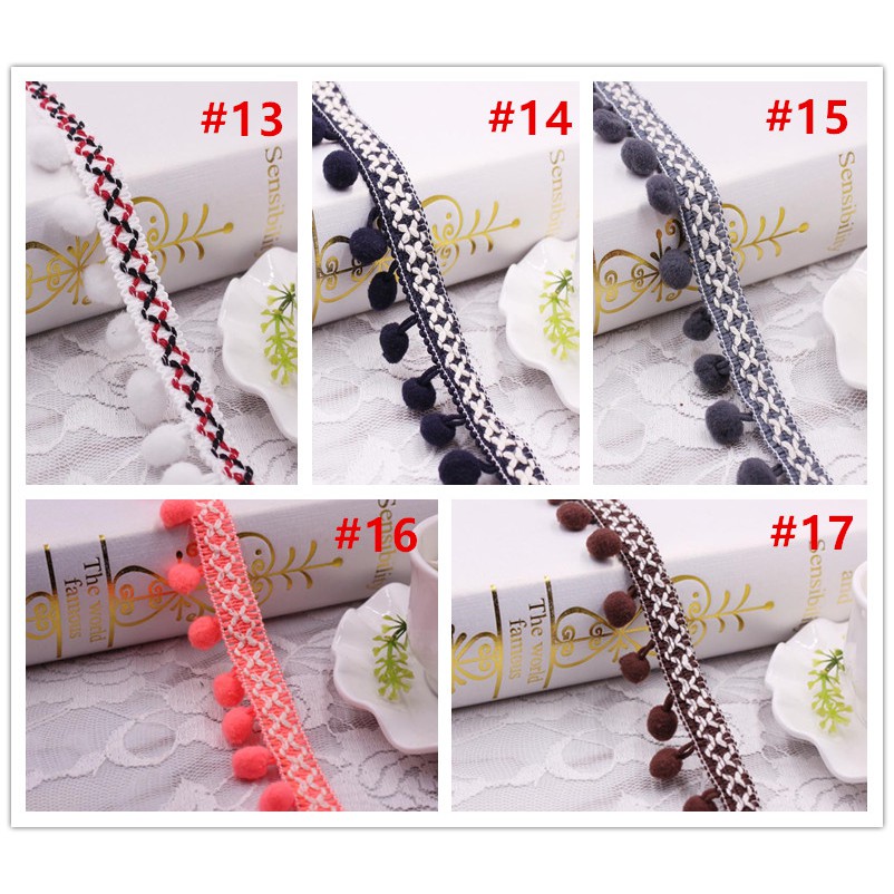 Dải dây tua rua hạt pom pom nhiều màu sắc