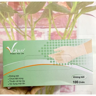 Găng tay Y tế Vglove Không Bột 100 chiếc/ Hộp - Găng tay cao su Vglove Không Bột Khải Hoàn