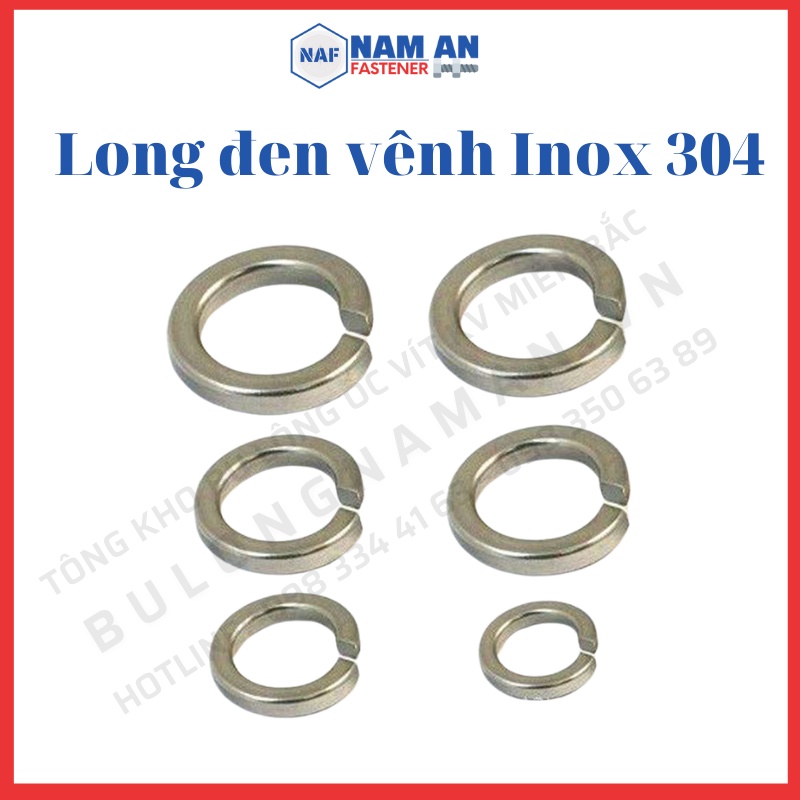 200 con Long đền vênh inox 304 M6, M8, M10, M12, long đen inox 304, vòng đệm inox 304