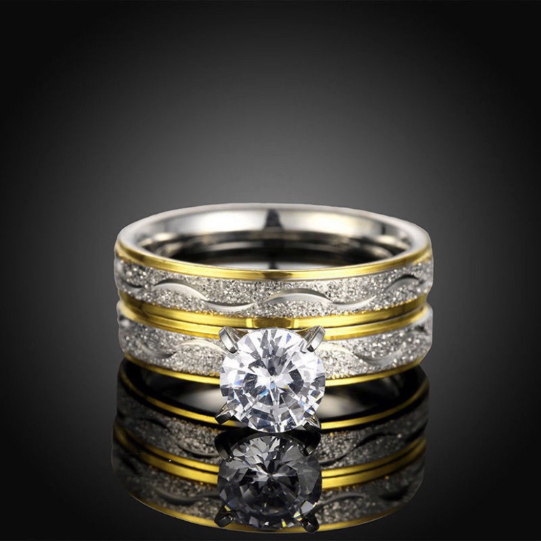 Sale 73% Bộ 2 nhẫn cưới thép titan  dành cho nam và nữ, 7 Giá gốc 54000đ - 3H85
