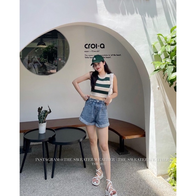 [Ảnh thật/Videp]Quần short jean tôn dáng rút chun eo phía hông xinh xắn Quần sooc bò Quảng Châu