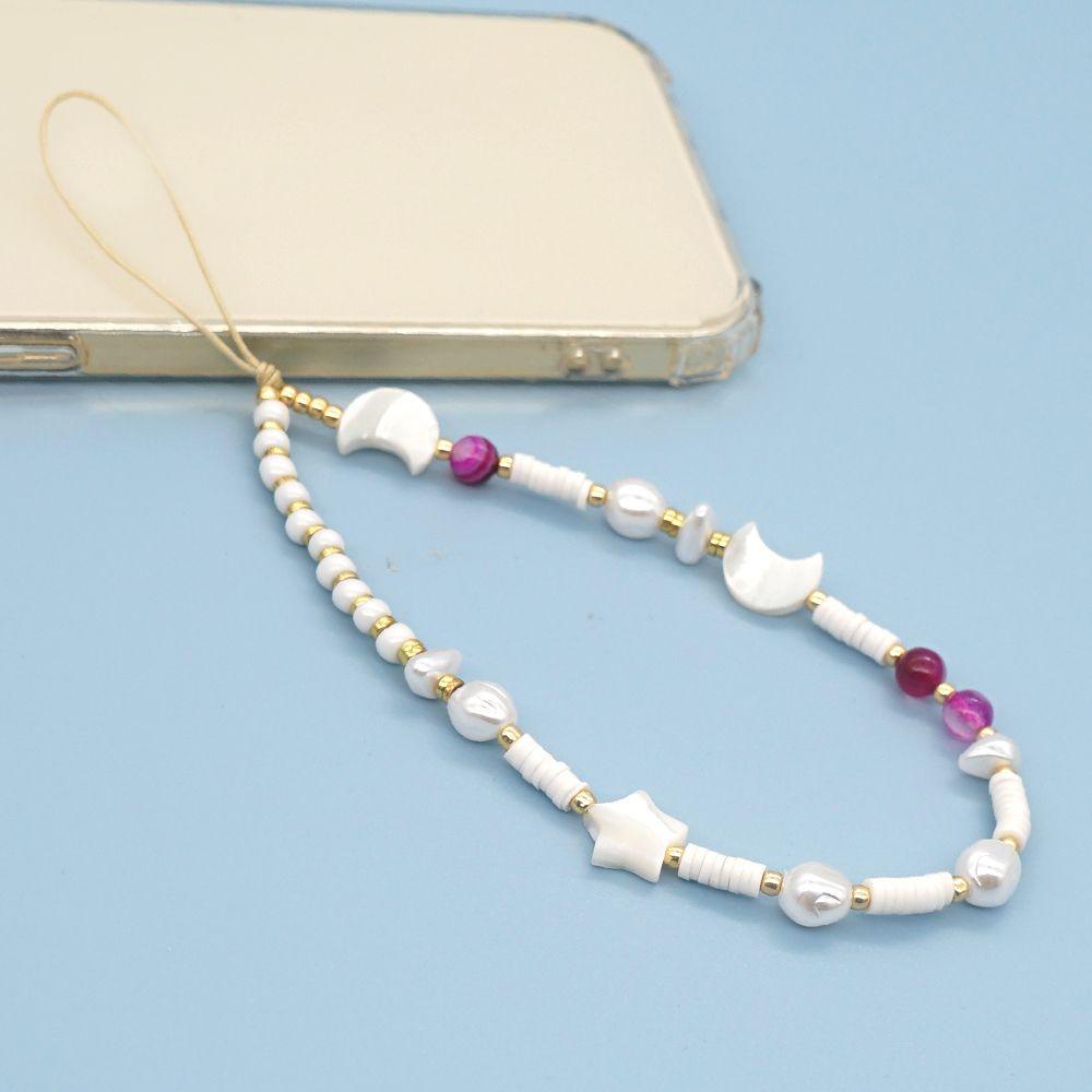 Dây Đeo Điện Thoại Xỏ Hạt Hình Mặt Trăng / Chữ LOVE Phong Cách Bohemian Chống Thất Lạc WMES15H