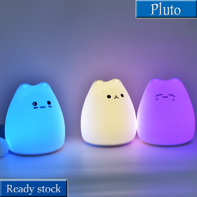 Đèn ngủ vỗ nhẹ hình con mèo nhỏ dễ thương bằng silicon mềm trang trí phòng cho trẻ em