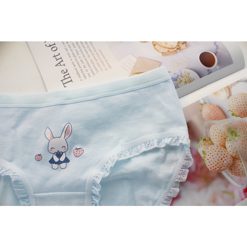 Quần Lót Nữ Họa Tiết Thỏ Xanh Xinh Xắn, Quần Lót Cotton Kháng Khuẩn, Dễ Thương Tôn Dáng Ôm Trọn Vòng 3 - Subo Shop