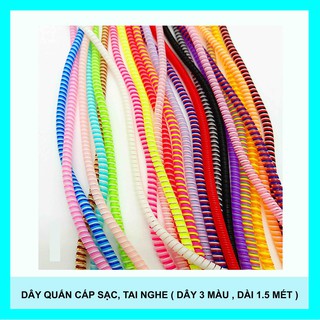 Dây Quấn Cáp Sạc, Tai Nghe ( Dây 3 Màu , Dài 1.5 Mét )