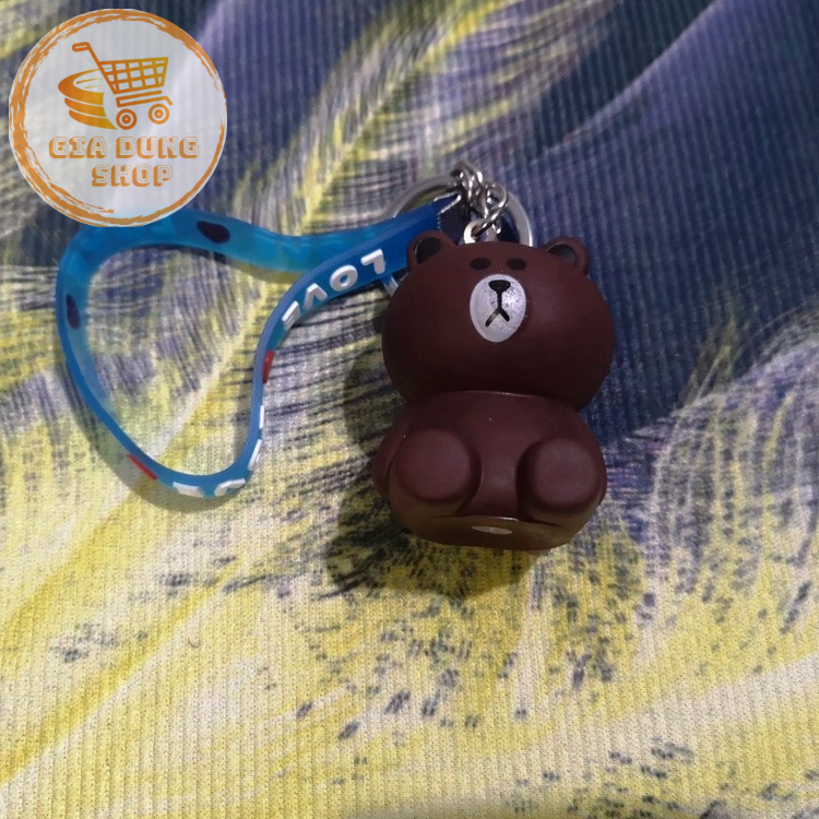 Móc Khoá Hình GẤU BROWN - GẤU NÂU Bóp Kêu