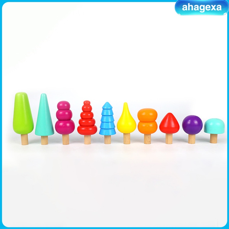 [Ahagexa] Rainbow Tree Blocks Montessori Color Perception Wooden Blocks Toys for Home Indoor or Outdoor Sensory Education toys Early Development gift Kids