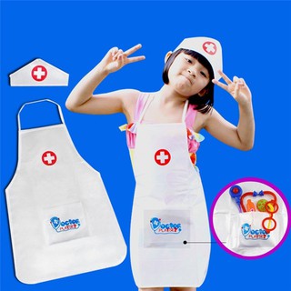 Children Role-play Costume Nurse Apron and Nurse Cap Set Pretend Nurse Game for