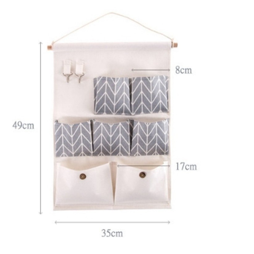 Túi Vải Treo Tường 7 Ngăn 50 x 35cm SEVEN DECOR Chất Liệu Vải Bố
