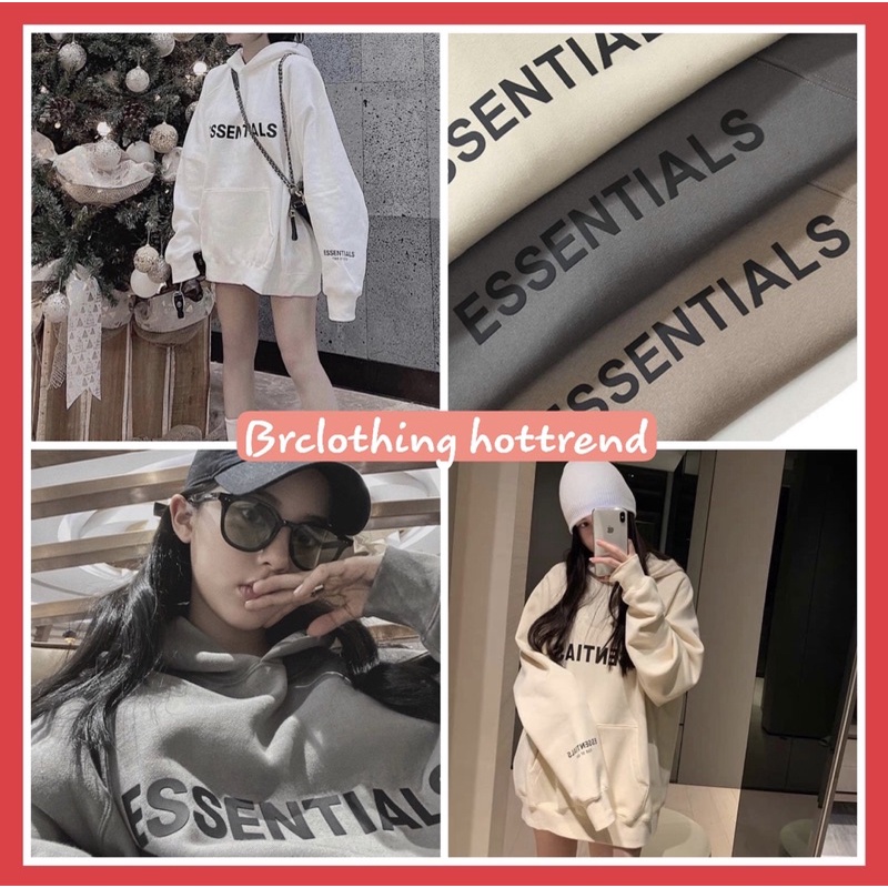 Áo hoodie Essentials Nỉ Nữ [ Freeship] 🌸 Jacket from rộng có mũ màu Trắng/ Ghi/ Be / Nâu Ullzang 🌸