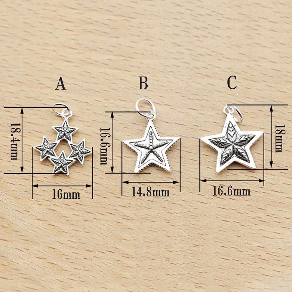 Phụ kiện Charm bạc Mặt hình ngôi sao năm cánh treo