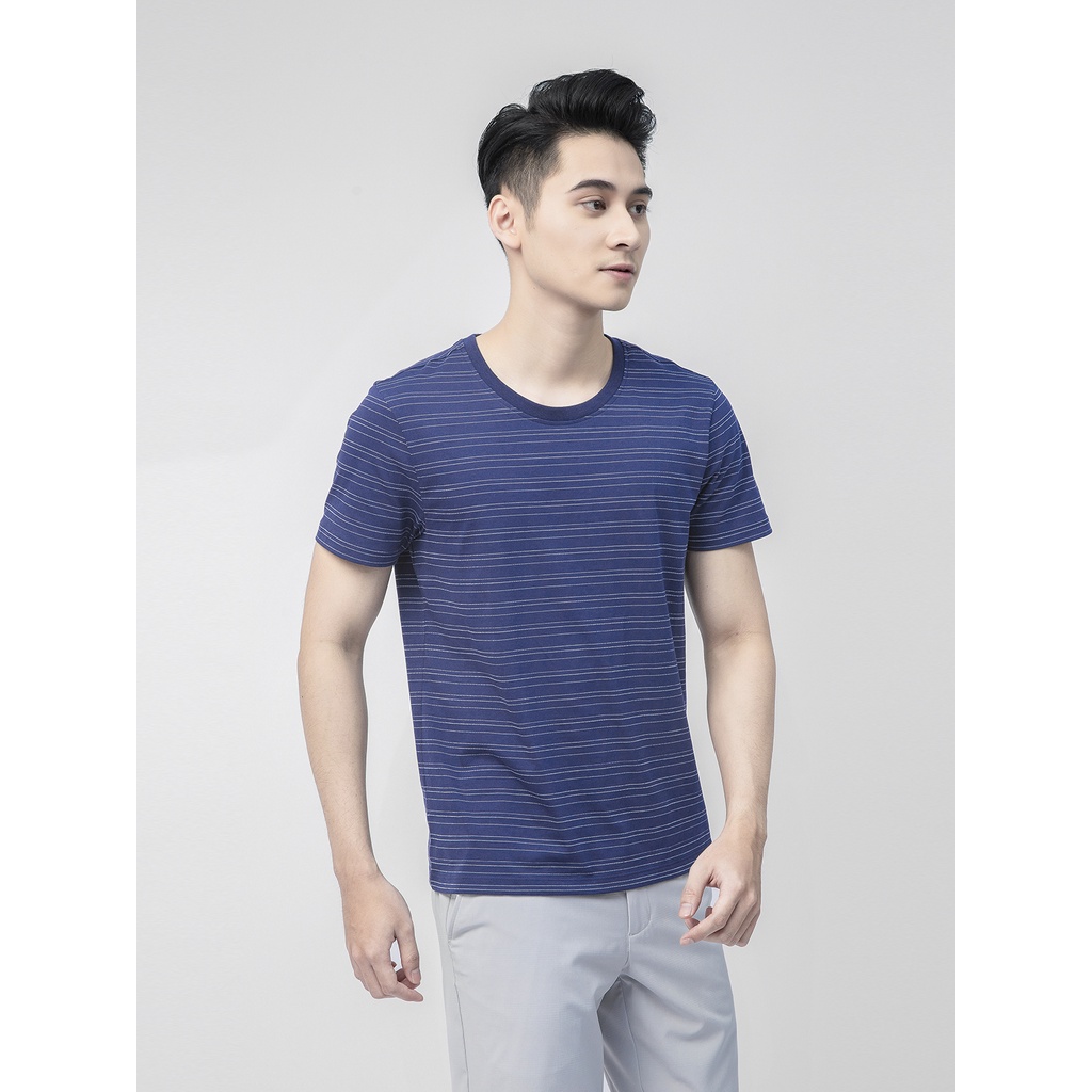 Áo thun nam cổ tròn Aristino họa tiết kẻ trẻ trung, năng động - ATS017S1