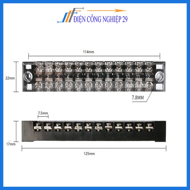 Cầu Đấu Điện Đủ Kích Thước TB1512 12P-15A