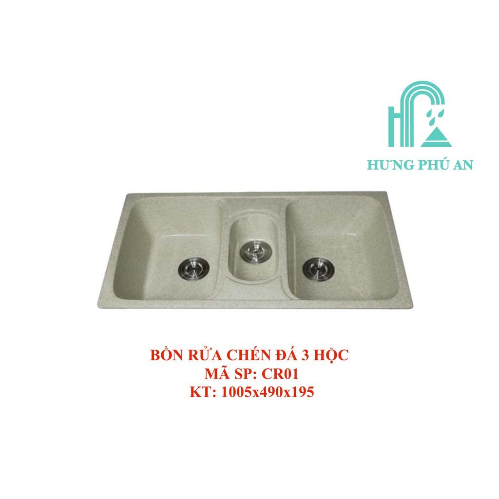 BỒN RỬA CHÉN ĐÁ 3 HỘC CR01