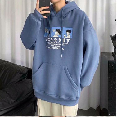 Áo hoodie dáng rộng in họa tiết Anime cá tính dành cho nam và khuôn viên phong cách Hàn Quốc áo len sweater