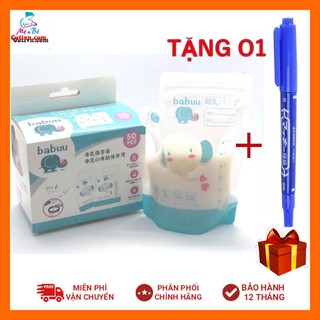 Hộp 50 túi trữ sữa có vòi babuu baby nhật bản 250ml