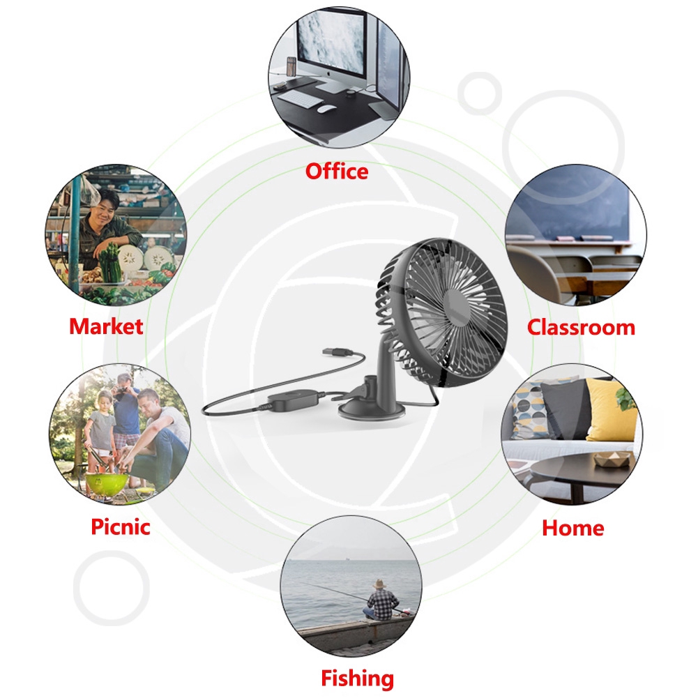 CENZIMO Quạt USB mini 12-24v 5.5 inch Cho Xe Hơi Quạt Làm Mát MINI Cao Cấp Không Ồn 3 Chế Độ Gắn Sau Ghế Ô Tô Xe Hơi Dùng Nguồn USB