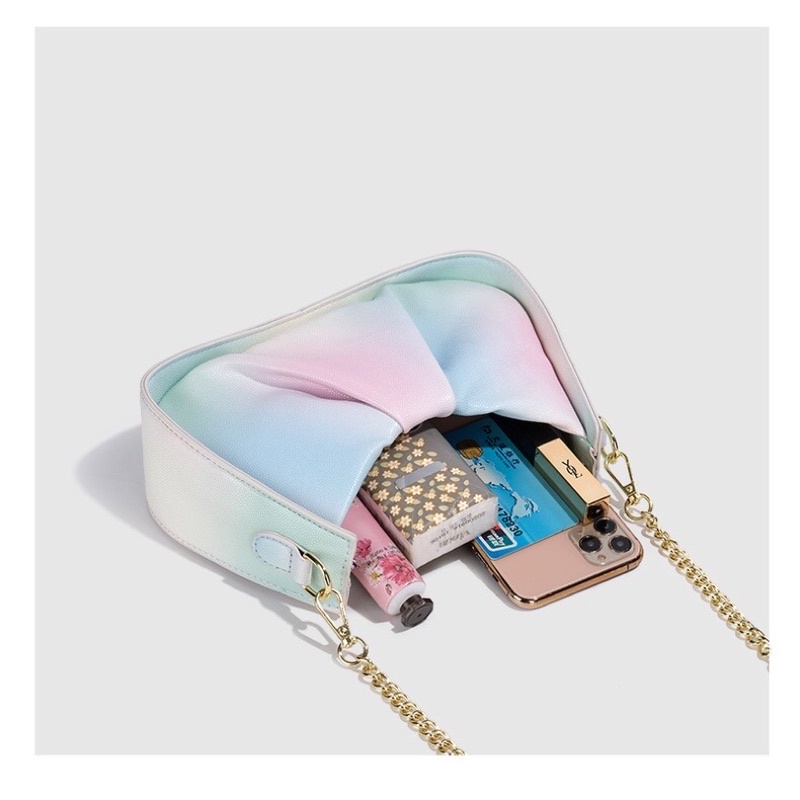 Túi kẹp nách đeo chéo thời trang hàn quốc xích pha khăn Zuliashop8386