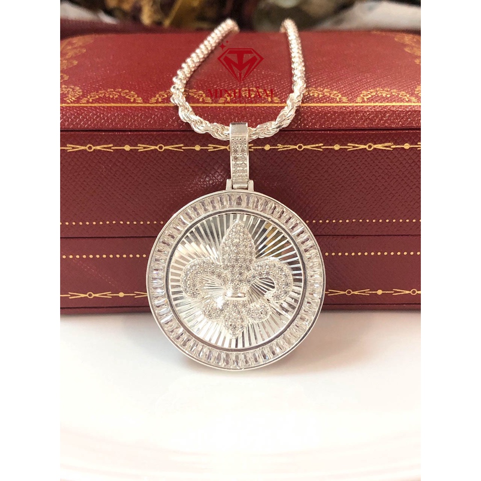 Mặt dây chuyền nam bạc ta hình tròn in Chrome Heart chất liệu bạc ta cho nam-Minh Tâm Jewelry