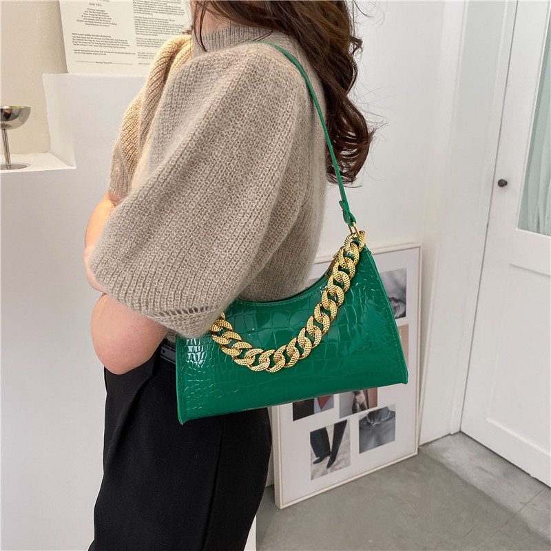 Túi Đeo Chéo Hình Vuông Nhỏ Màu Trơn Phối Dây Xích Thời Trang Mùa Xuân  Cho Nữ