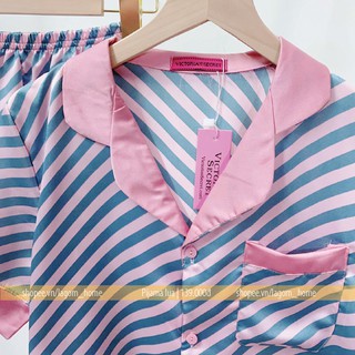 Bộ Pijama Nữ Cộc Tay Lụa Satin (Video + Ảnh Thật)