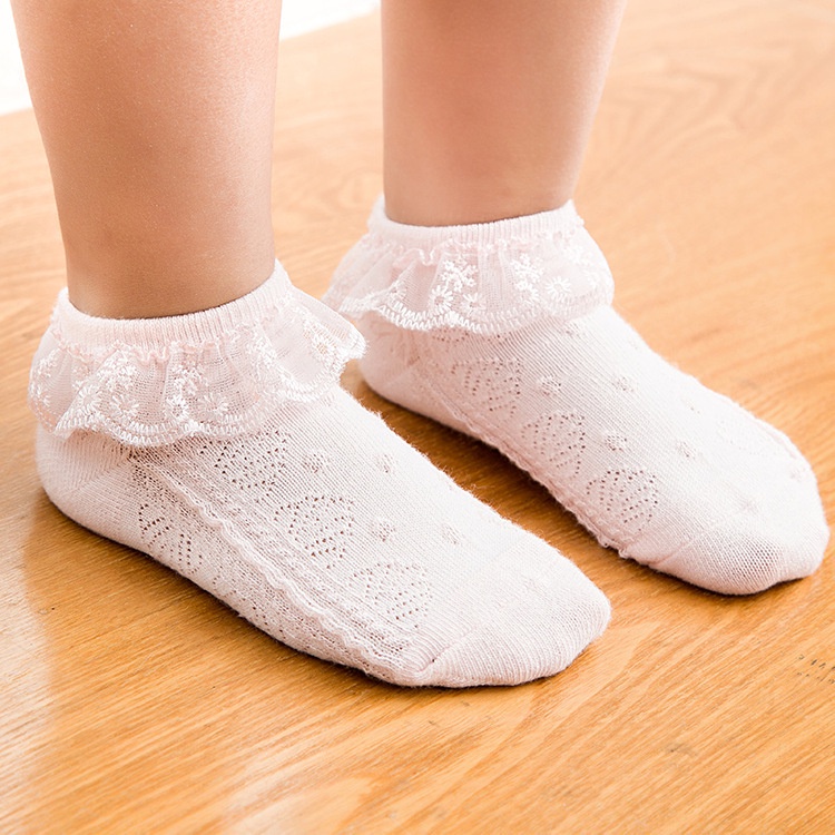 Vớ Cotton Lưới Mỏng Phối Ren Màu Sắc Xinh Xắn Cho Bé Gái