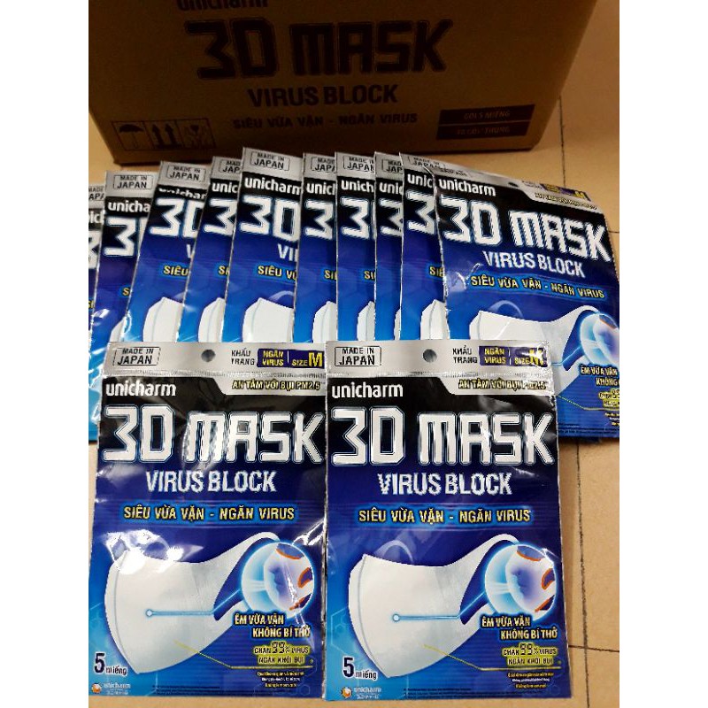 combo 5 gói khẩu trang Unicharm Virus (5c 1g) giá 69k