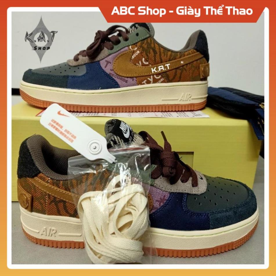 Giày Air. foce. thổ cẩm nâu thấp, Giầy Sneaker Nam Nữ AF1 Travis. Scott. Cactus Full Details