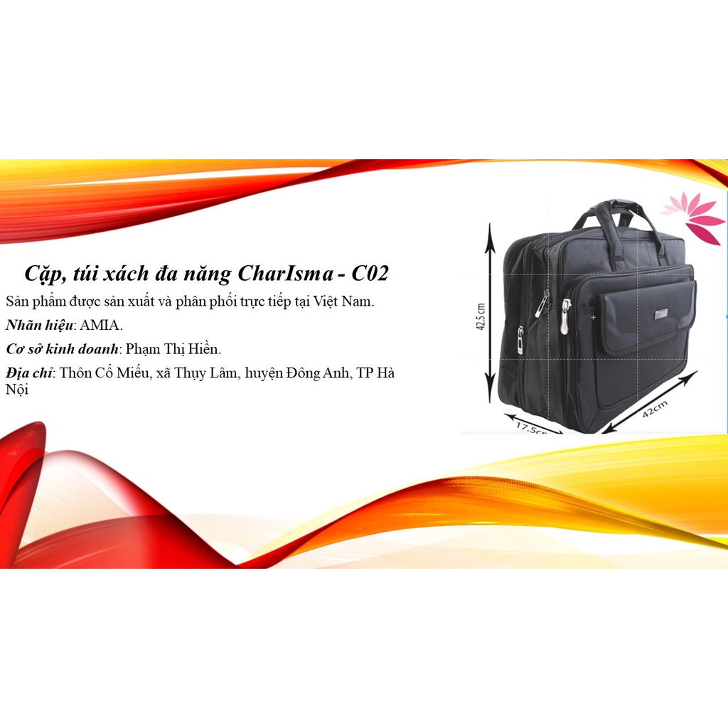Cặp, túi xách đa năng CharIsma C02 chống nước tặng túi du lịch 30k
