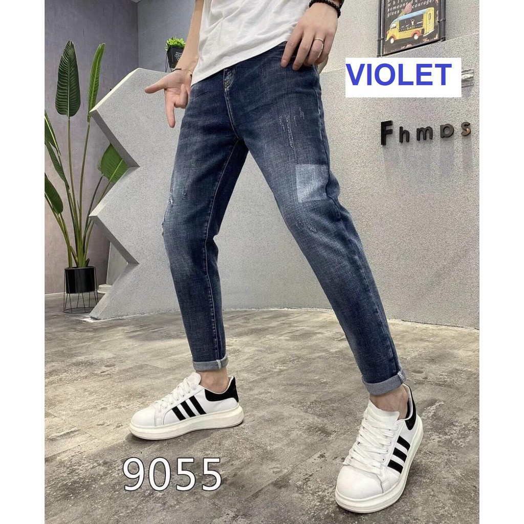 QUẦN JEAN NAM CAO CẤP CO GIÃN CHẤT BÒ MÀU XANH ĐEN KIỂU THÁI LAN 9055KJ VIOLETSHOP