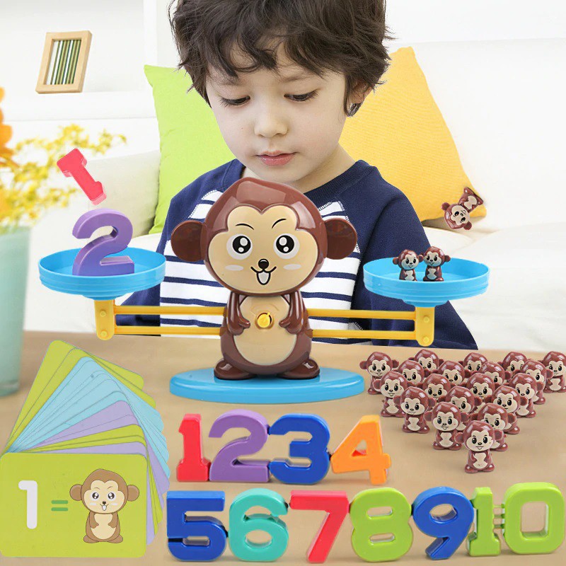 Đồ chơi toán học, bộ đồ chơi con khỉ học toán cân bằng thông minh