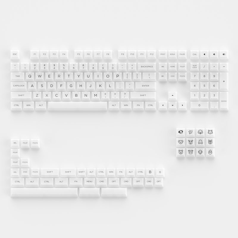 Bộ keycap AKKO White (PC / ASA-Clear profile / 155 nút) - Keycap trong suốt xuyên led dành cho bàn phím cơ