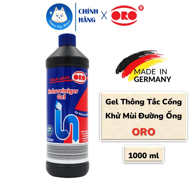 Gel Thông Cống ORO Xử Lý Tắc Sâu, Khử Mùi Hôi Đường Ống Bồn Rửa 1000ml