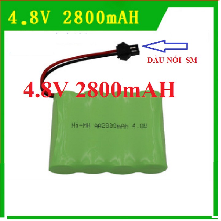 Pin dung lượng cao 4.8V 2800mAh NI-MH Niken cho xe ô tô đồ chơi điều khiển từ xa flycam mô hình tàu thuyền giắc Jack SM