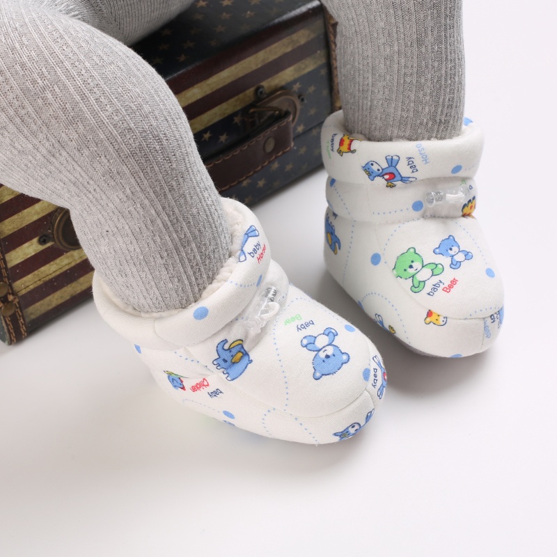 Giày Bốt Cotton Cổ Cao Chống Trượt In Họa Tiết Hoạt Hình Nhiều Màu Thời Trang Mùa Đông Cho Bé Gái 0-18 Tháng Tuổi