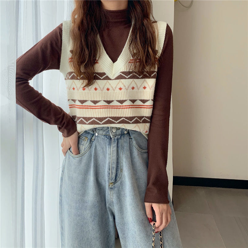 Áo Sweater Không Tay Cổ Chữ V Thời Trang Thu Đông 2020 Cho Nữ