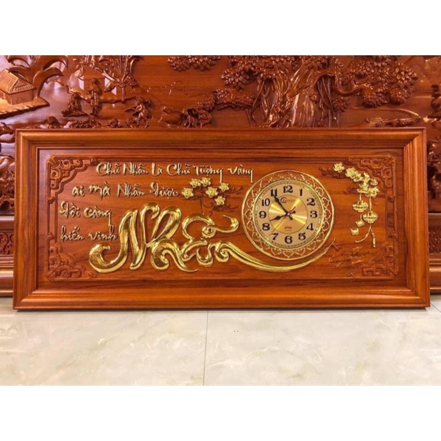 Tranh Đồng Hồ Chữ NHẪN Gỗ Hương