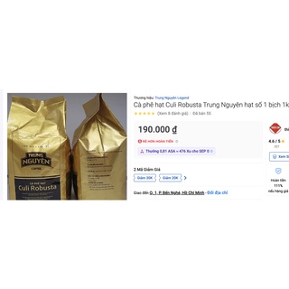 Cà phê Drip - Culi Robusta túi 1 kg