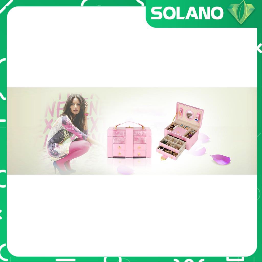 Hộp Đựng Trang Sức 3 Tầng Bọc Nhung Có Gương SOLANO DHDTS