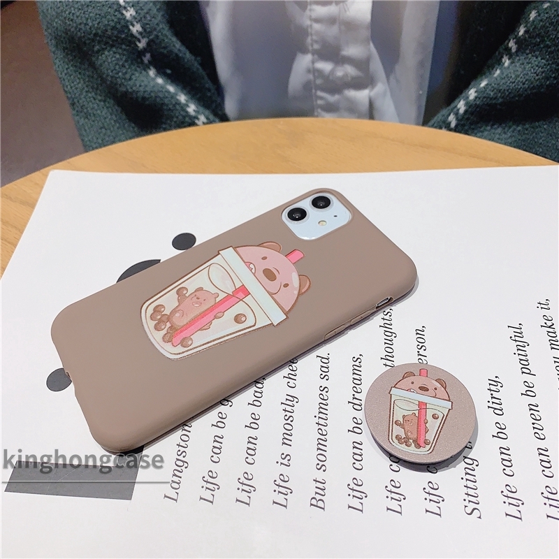 Ốp điện thoại mềm họa tiết ly trà sữa + giá đỡ cho Realme C3 5i 6 C2 6i 7 5 C11 C12 5S C1 7i C15 C17 6S U1 C3i Narzo 20 PRO 10 10A 20A | BigBuy360 - bigbuy360.vn